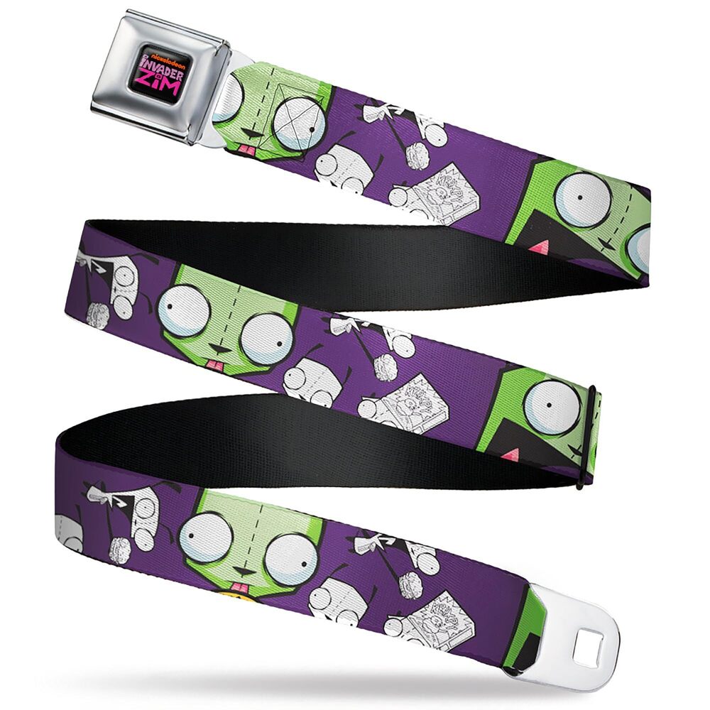 6856 Nickelodeon Belt, Seatbelt Buckle Belt, Invader Zim GIR Poses